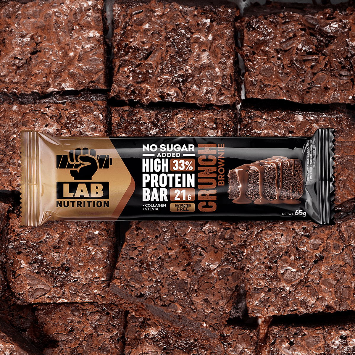 Lab Nutrition High Protein Bar 33% Crunch Brownie NoSugar Added 65g