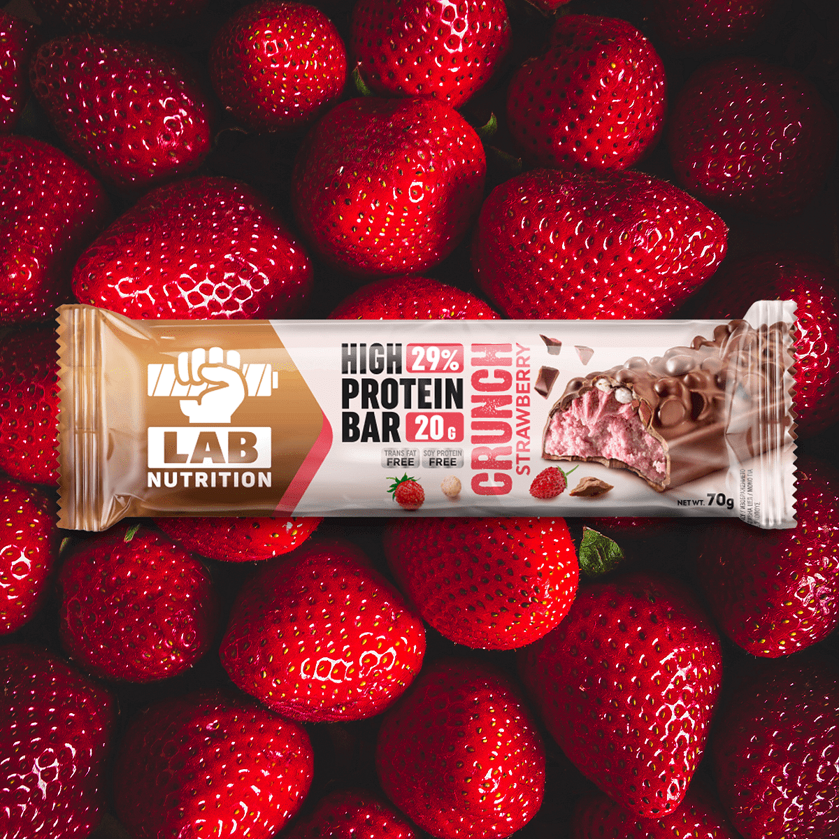 Lab Nutrition High Protein Bar 29% Crunch Strawberry 70g