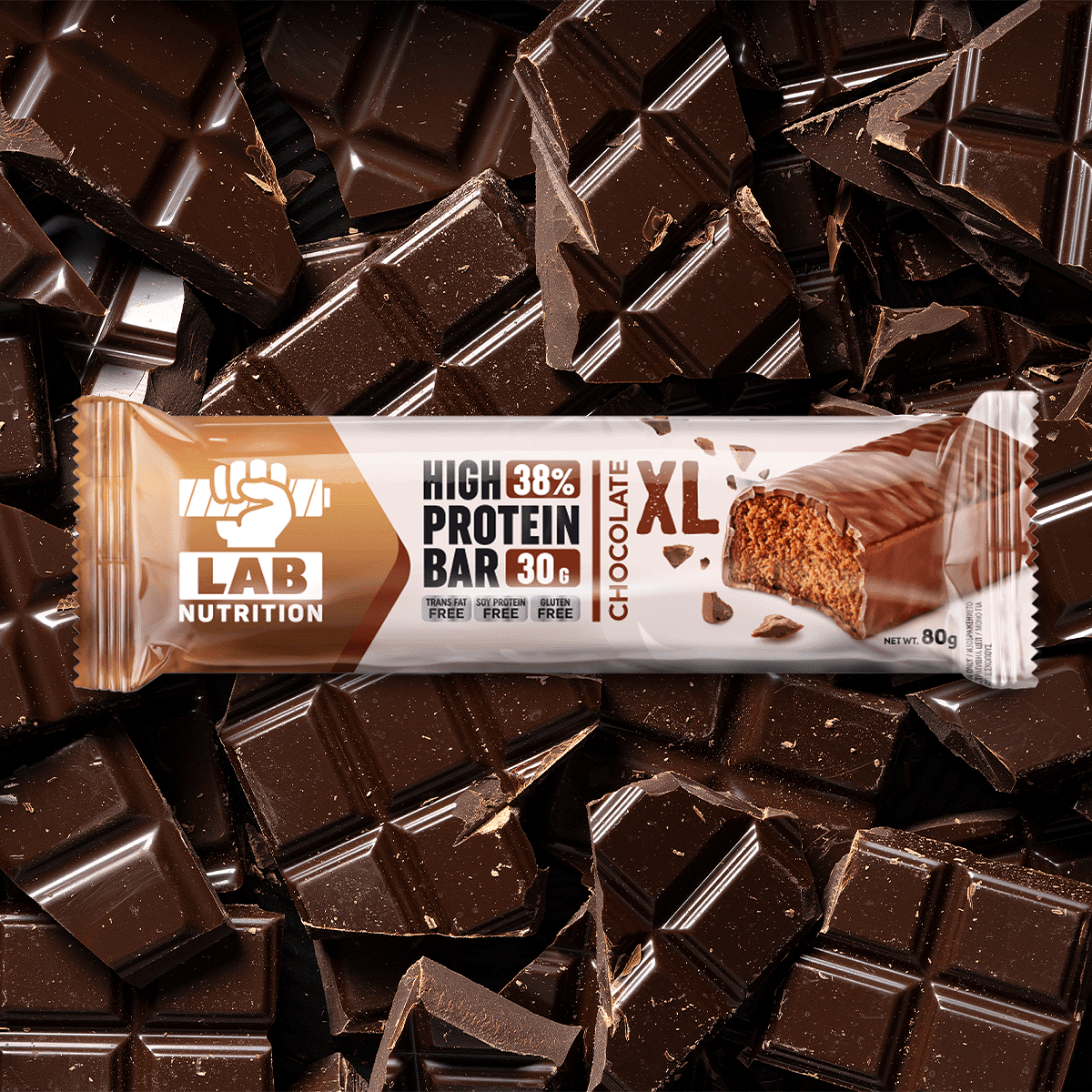 Lab Nutrition High Protein Bar 38% Chocolate XL 80g